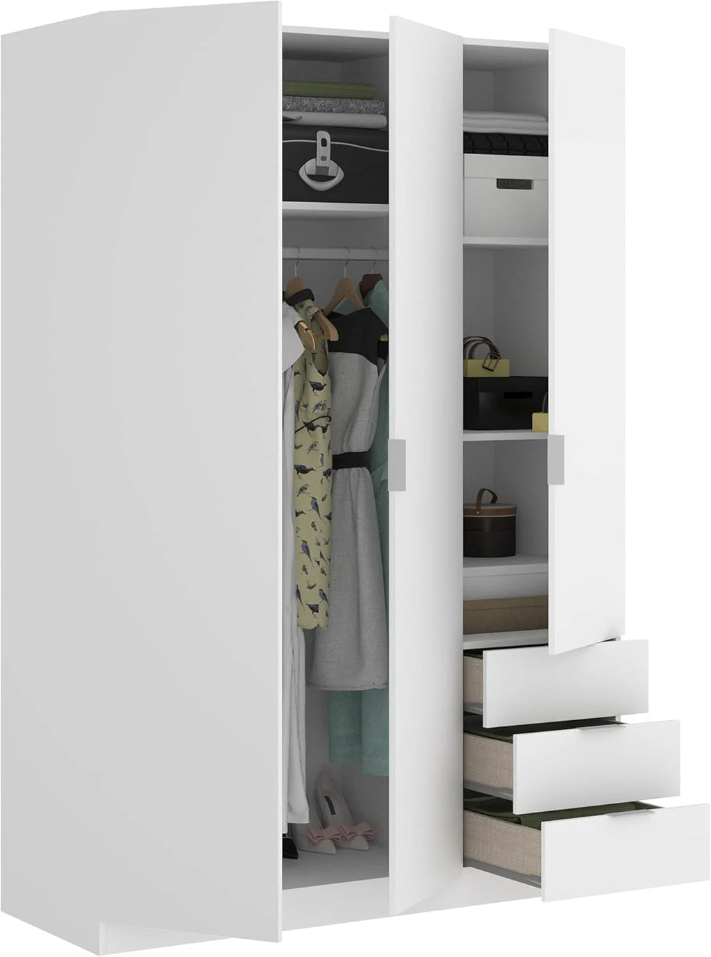 DEKIT GRUPO RIMOBEL Guarda-roupa 3 Portas e 3 Gavetas - Branco - 121X184X52 Cm