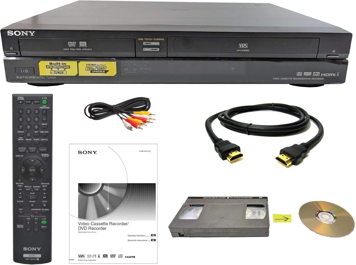 Combo de videocassete VHS para gravador de DVD VCR com controle remoto, HDMI