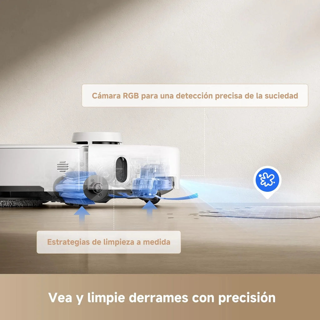 Mova P50Pro Ultra Robô Mopa e Aspirador de Pó, 19.000 Pa, Autodescarga e Autolimpeza com Água Quente a 75°C, Mopa Extensível, Navegação LDS+IA RGB, Evita Obstáculos, Ideal para Pelos de Animais e Tapetes