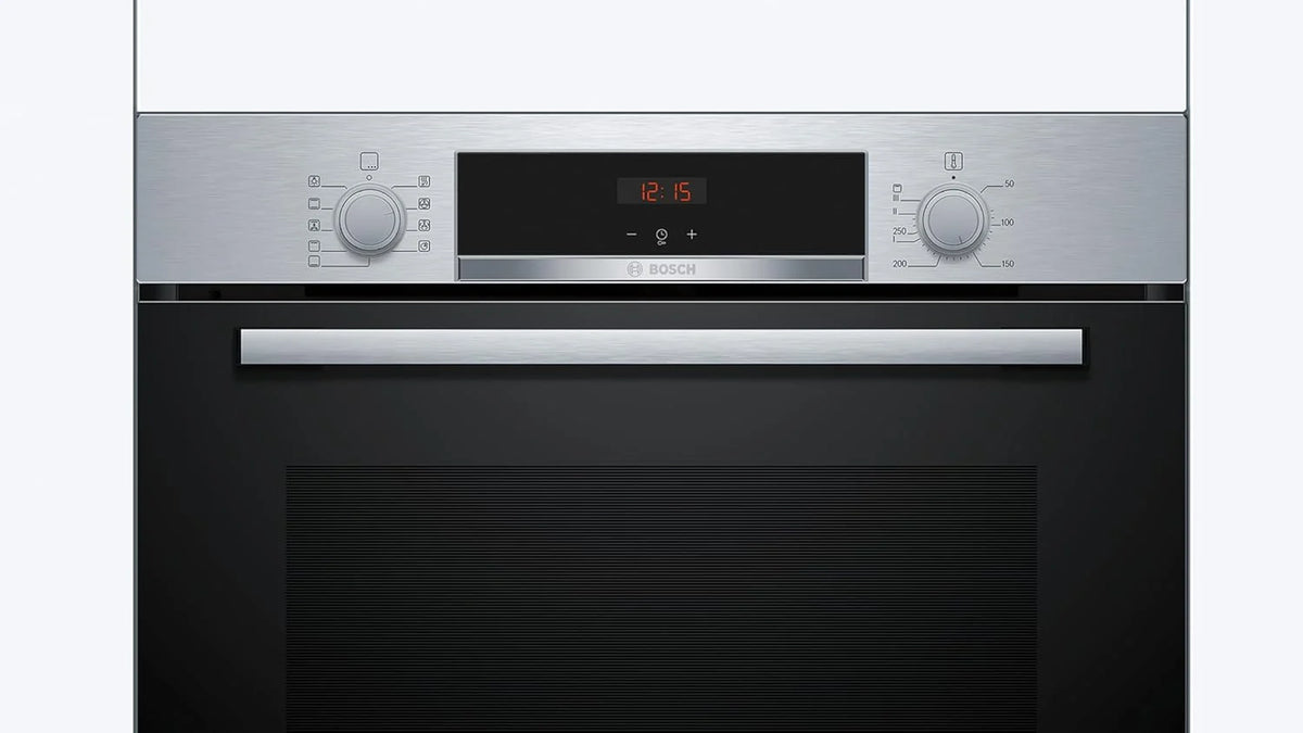 Bosch - Forno Multifunções, Série 4, 60 cm de largura, Assistente de limpeza com água, 3D Hotair, Aço, HBA514ES3