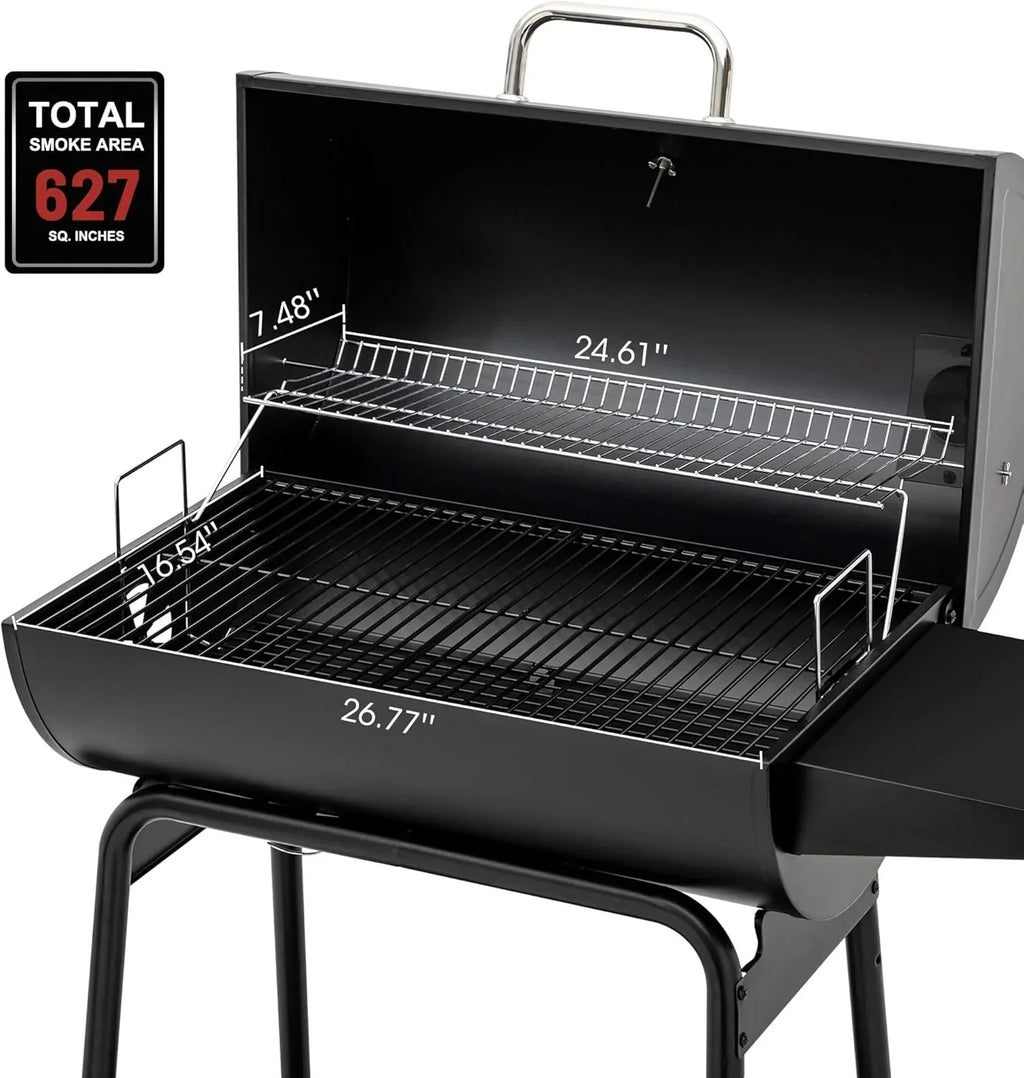 2026 Churrasqueira a carvão Royal Gourmet CC1830 de 30 polegadas com mesa lateral, churrasqueira externa com 627 polegadas quadradas de espaço para cozinhar para jardim, pátio e festas, cor preta