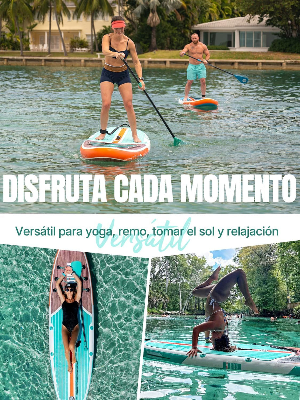 Niphean Prancha de Paddle Surf Inflável para Adultos com Todos os Acessórios, 320cm Paddle Surf Inflável para Todos os Níveis, SUP Capacidade 200kg para 2 Pessoas, Stand up Paddle Board com Assento