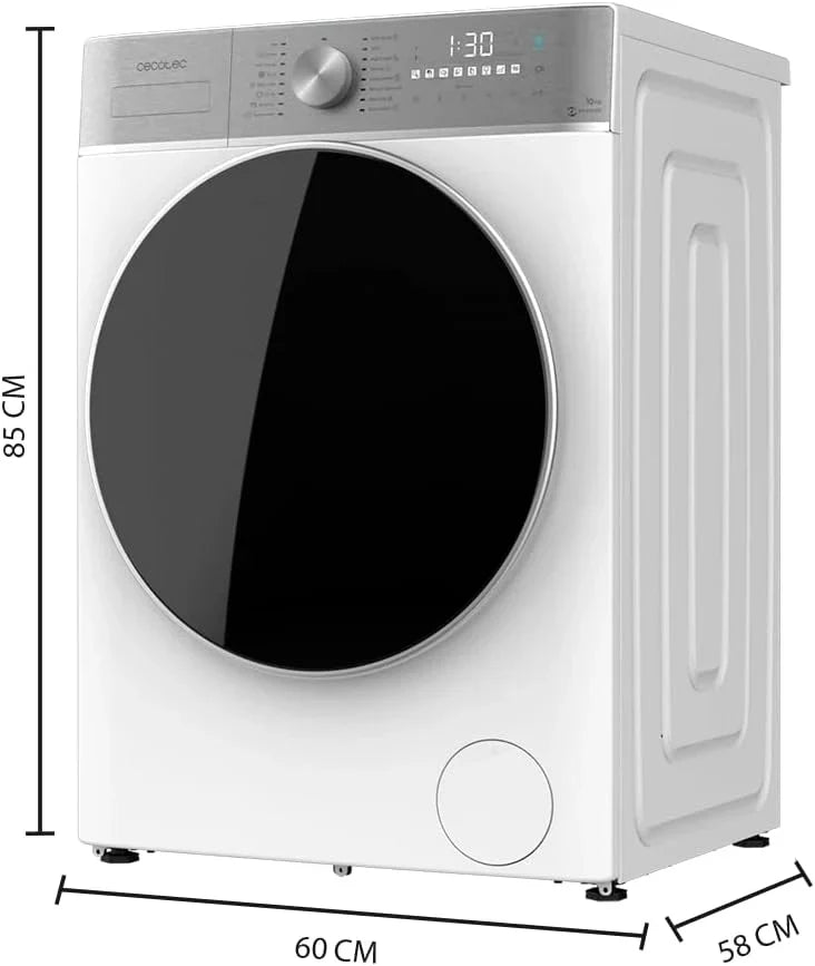 Máquina de Lavar e Secar Roupa Cecotec 8-5 kg de Carga Frontal Bolero Wash&Dry 8580 Inverter A. 1400RPM, 16 Programas, Motor Inverter Plus, SteamMax, OnSmart, Fuzzy Logic, SpaCare e Detetor de Carga