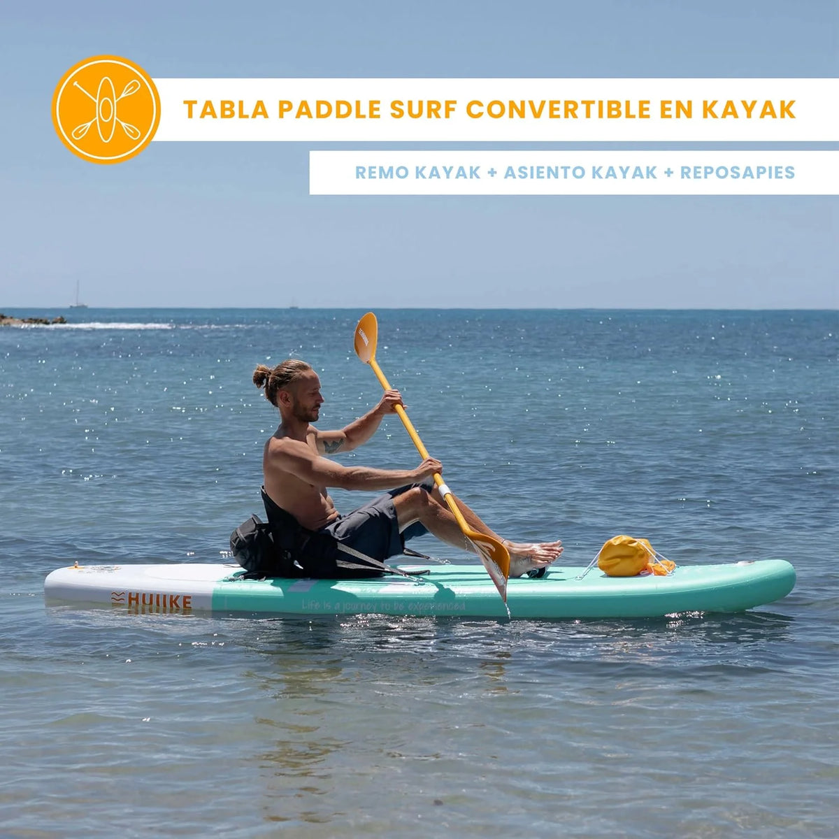 HUIIKE Prancha de Paddle Surf Insuflável com Acessórios Incluídos, Remo, Quilha, Inflador. Stand Up Paddle Board com Grande Estabilidade e Resistência. 305 x 84 x 15 cm, Suporta até 130 kg