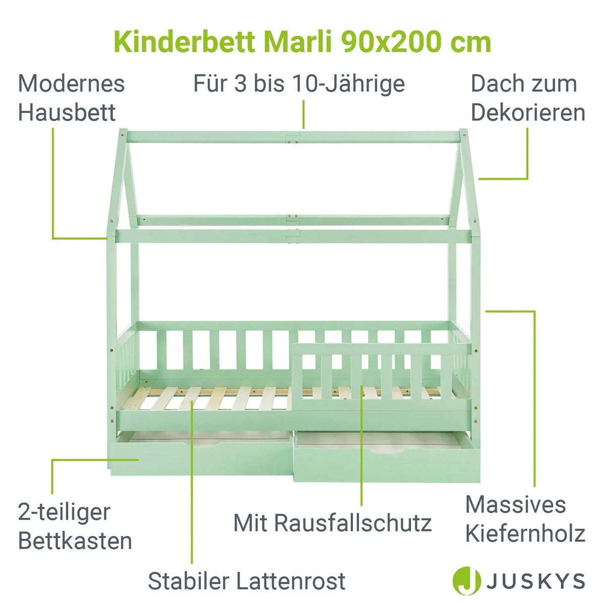 2026 Cama infantil Marli 90 x 200 cm com gavetas de armazenamento