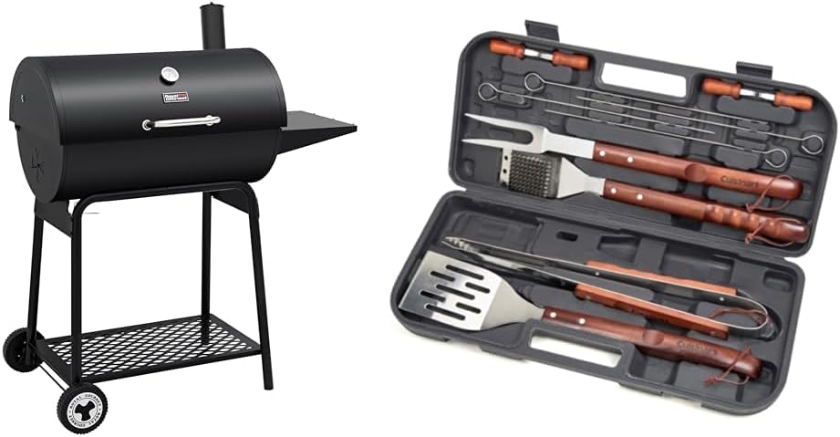2026 Churrasqueira a carvão Royal Gourmet CC1830 de 30 polegadas com mesa lateral, churrasqueira externa com 627 polegadas quadradas de espaço para cozinhar para jardim, pátio e festas, cor preta