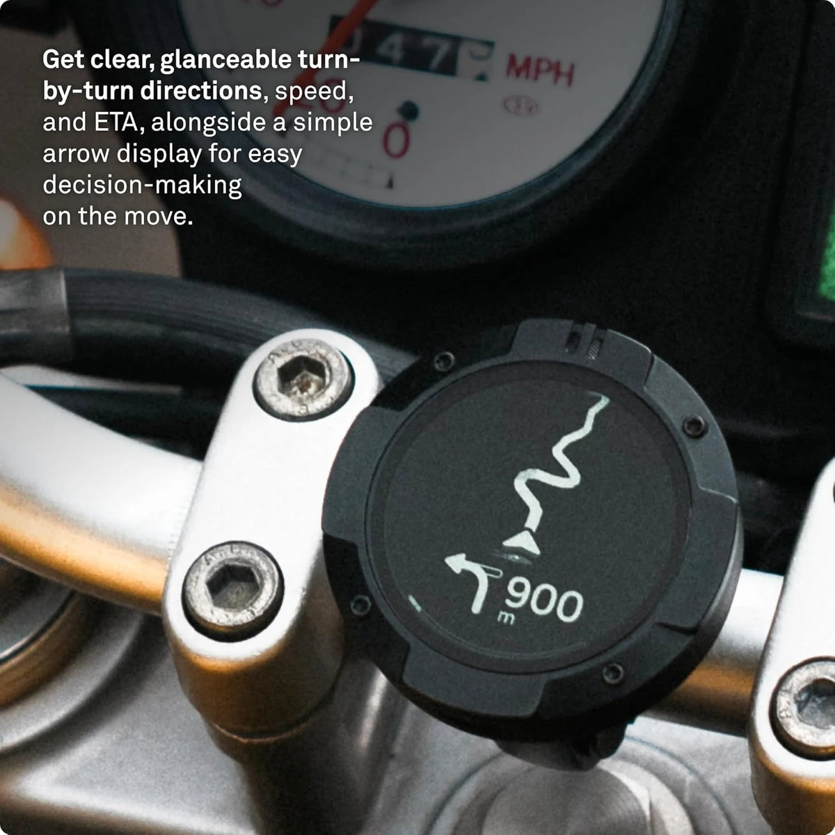 Beeline Moto II – Sistema de navegação para motos | Navegação global | Mini mapa sob demanda | 14 horas de duração da bateria | À prova d'água e poeira IP67 | Carregamento USB-C com montagem