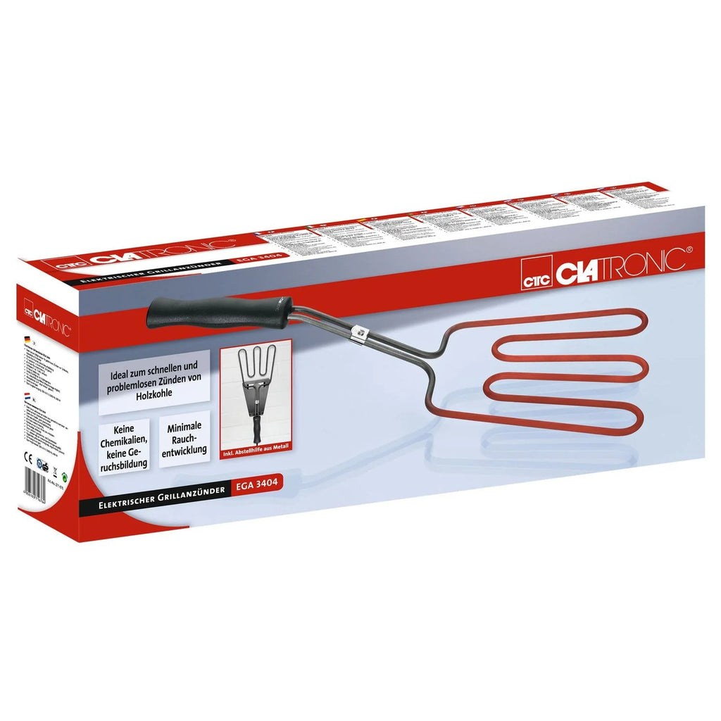 Acendedor Elétrico para Churrasqueira, Mínima Emissão de Fumaça, Prata 800w Clatronic Ega 3404
