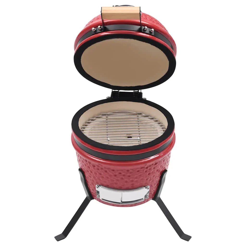 Churrasqueira/Defumador Kamado de Cerâmica 2 em 1 Vermelho 56 cm Vidaxl