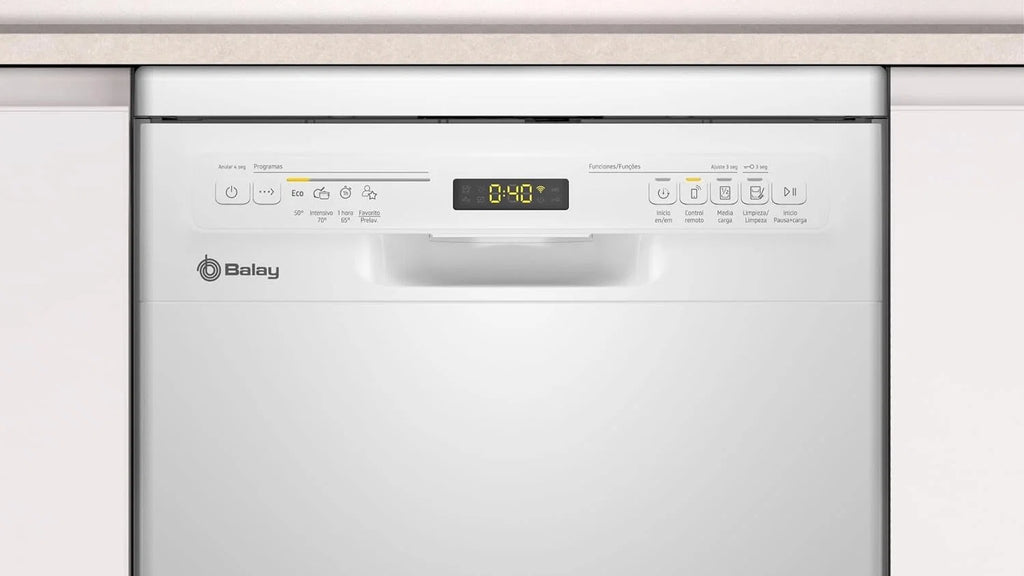 Balay - Máquina de lavar loiça, Livre instalação, 45 cm de largura, Motor ExtraSilêncio, Home Connect, Display LED, Branco, 3VN4030BA