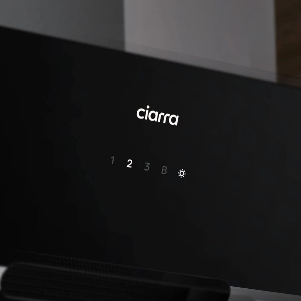 CIARRA CBCB6736F Coifa de Parede 60cm Classe A+++ Wi-Fi App Touch-Booster Exaustão e Recirculação Interna por Filtro de Carvão CBCF003