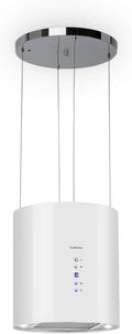 Klarstein Barett - Coifa de Parede, Ø 35 cm, Potência de 190 W, Ventilação Máxima de 590 m³/h, 3 Níveis de Potência, Classe de Eficiência Energética B, Iluminação LED, Aço Inoxidável Escovado, Branco