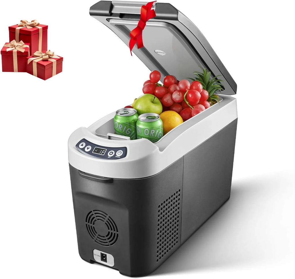 AAOBOSI Geladeira Portátil 15 Litros, Refrigerador Compressor 12V 24V DC, com Capacidade de Refrigeração de +20℃ a -15℃ para Carro, Caminhão, Barco e Trailer