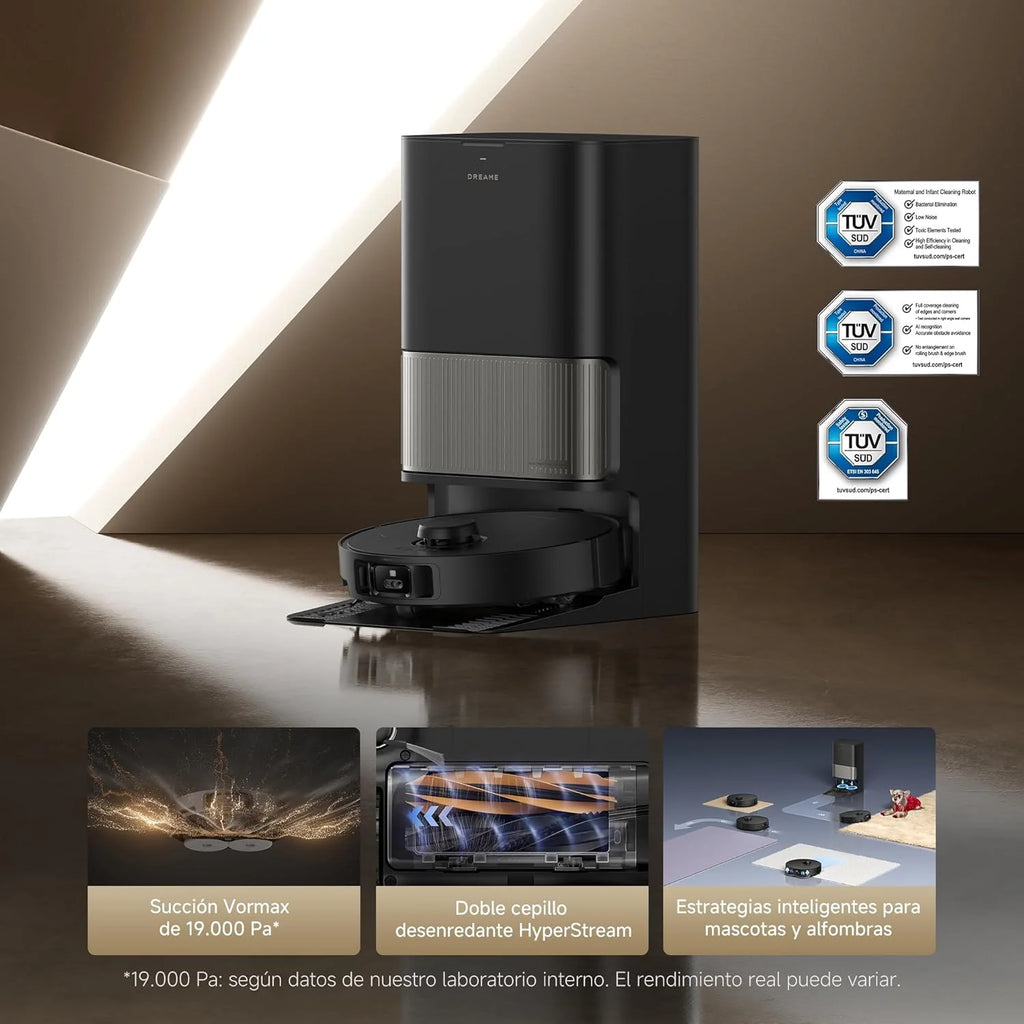 DREAME L40s Pro Ultra Robô Aspirador, 19.000 Pa, Escova Dupla HyperStream, Acesso a 4 cm de Altura, Escova Lateral Extensível e Elevável, Limpeza com Esfregão de Água Quente a 75 °C, Autolimpeza 3.0