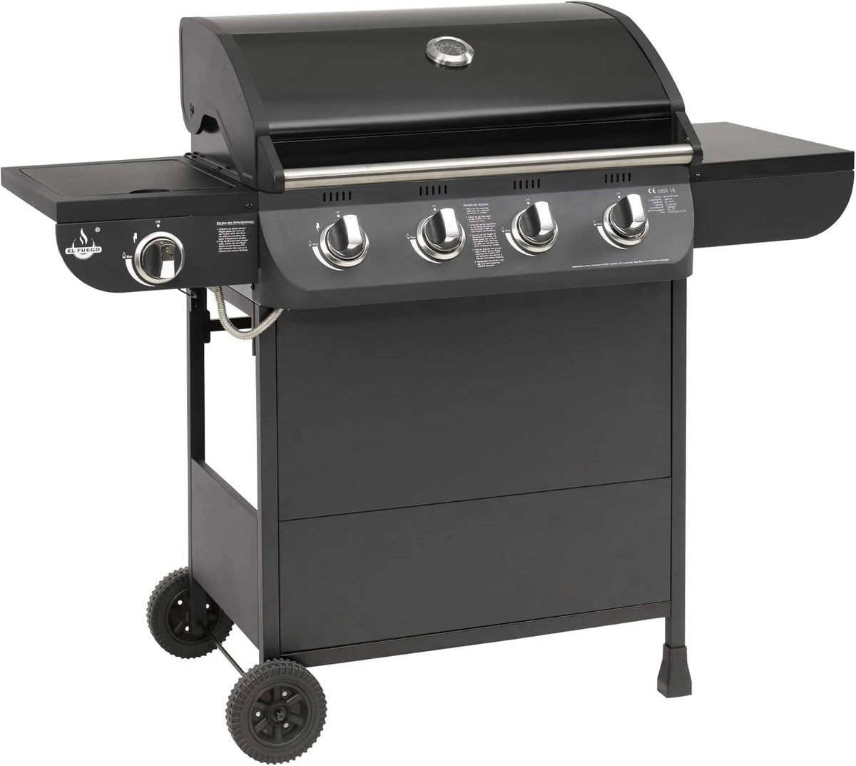 Churrasqueira a gás "COLUMBUS" 4 + 1 queimador da El Fuego® Churrasqueira BBQ sobre rodas, churrasqueira a gás Barbecue AY 563