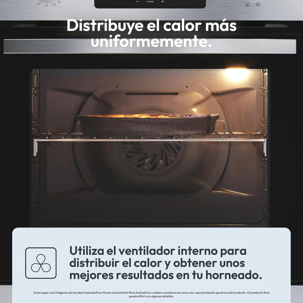 Candy FIDCP X625 L, Forno Multifunções, 70L, Tabuleiro e Grelha, Limpeza Aquactiva, Convecção + Ventilador radial, 8 Funções, Display Timer Touch, Puxadores Push&Pull, Porta 2 Vidros, Inox e Preto