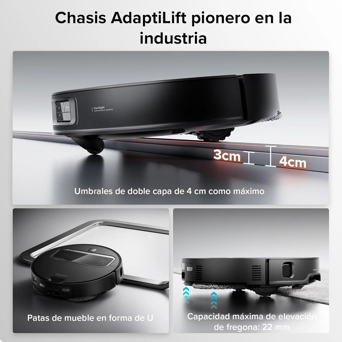 Roborock Saros Z70 Robô Aspirador com Braço Mecânico OmniGrip Dobrável de 5 Eixos, Sucção de 22000 Pa, Sistema Duplo Antiemaranhamento, Design Ultrafino de 7,98 cm e Desvio de 108 Tipos de Obstáculos, Preto