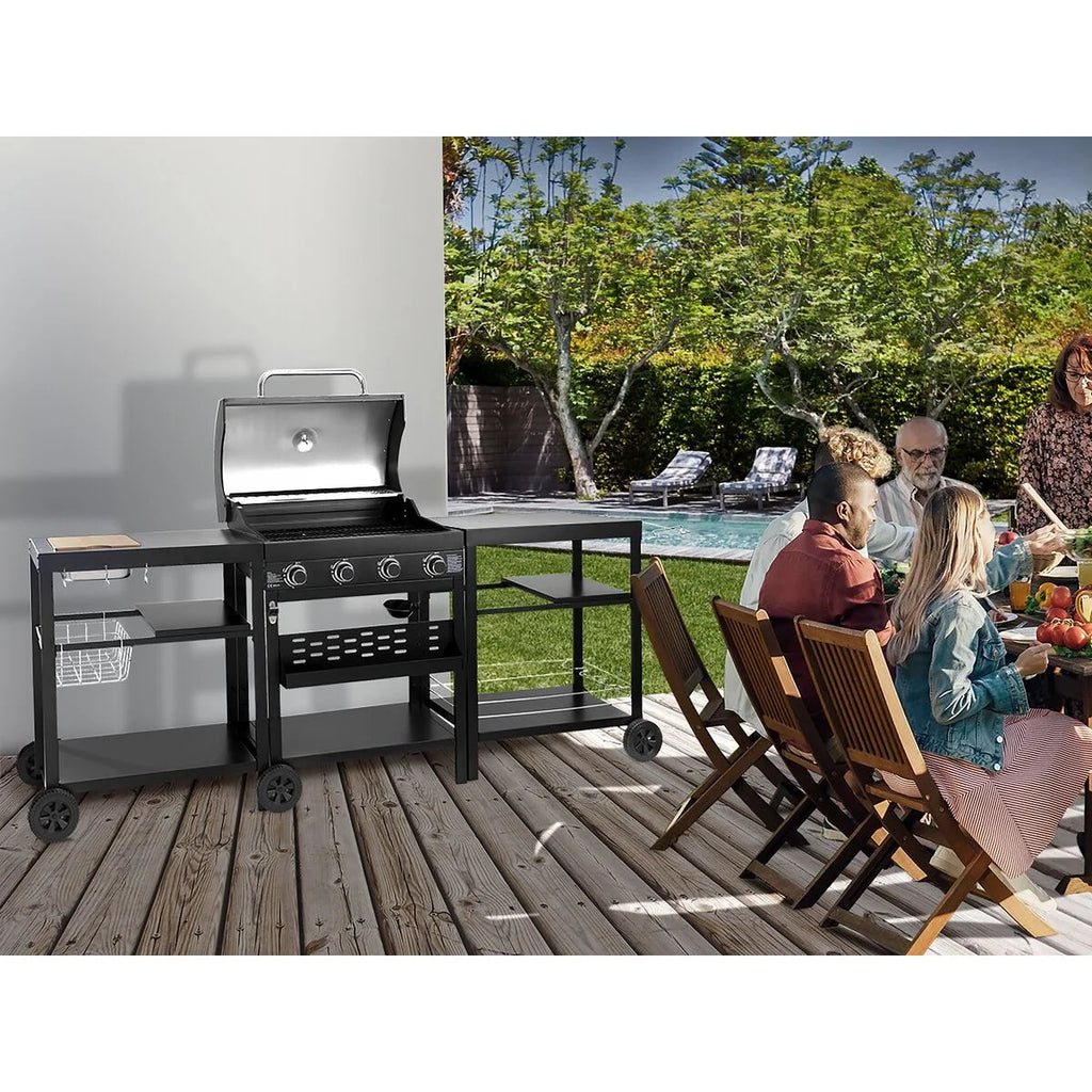 Churrasqueira a Gás para Cozinha Externa - 12 Kw - 4 Queimadores - Preta