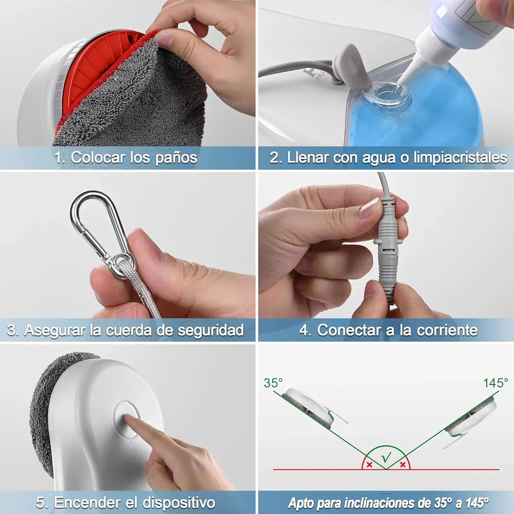 Robô Limpa-vidros HUTT S55 Pro com almofadas flutuantes 3D, sucção de até 6500Pa, pulverização HydroJet, navegação Slam 4.0, reservatório de 80 ml, sistema de segurança multicamadas