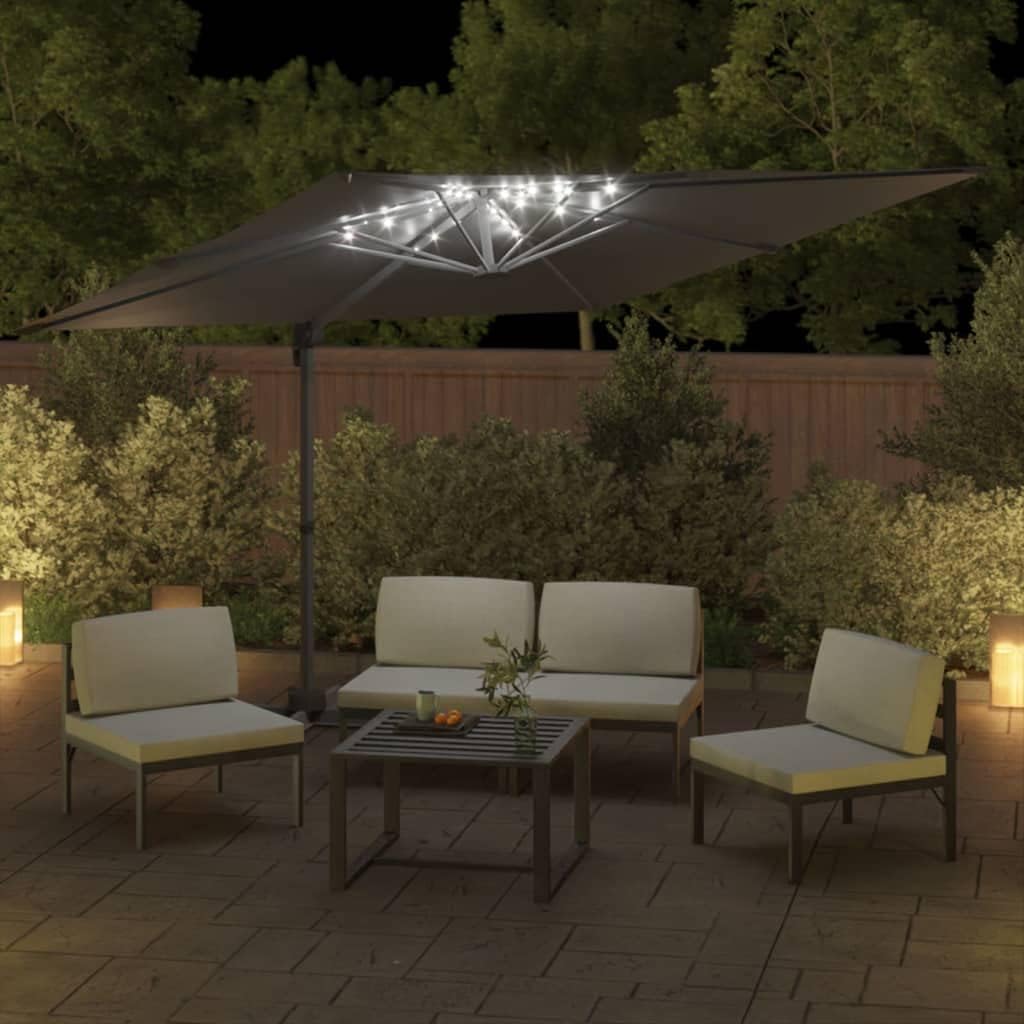 Guarda-sol lateral LED antracite, 400 x 300 cm