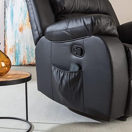 Don Descanso - Poltrona de Massagem Relaxante com Aquecimento Trevi Preta Reclinável 160º com 8 Motores Silenciosos, Aquecimento Lombar, Sist. Massagem 4 Zonas e Acabamento em PU Anti-Rachaduras [Inclui Controle Remoto]. Ideal para Idosos