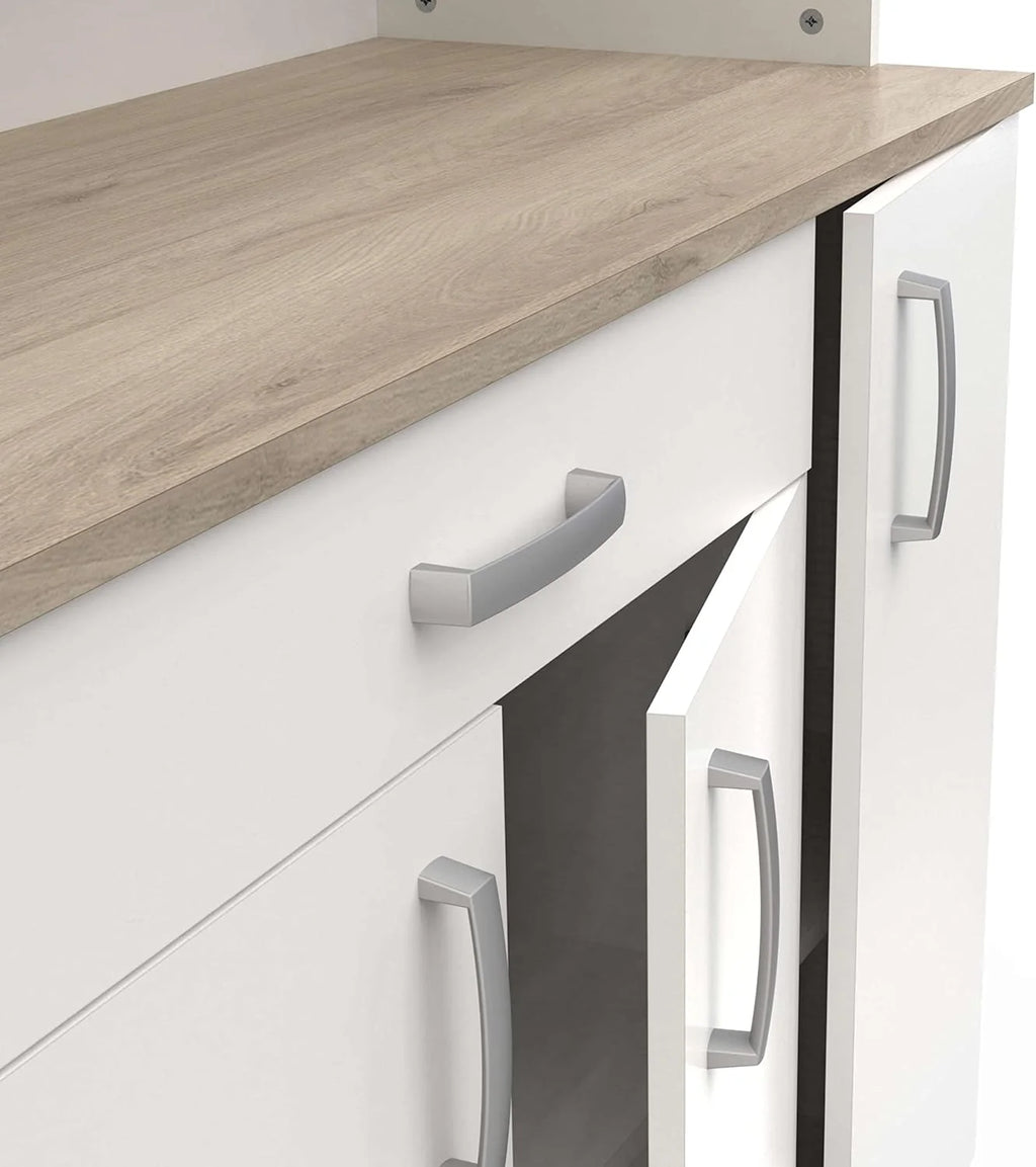 Miroytengo Aparador de Cozinha, Armário de Cozinha, Buffet de Cozinha com 6 Portas Branco e Carvalho Kronberg 101 x 185 cm
