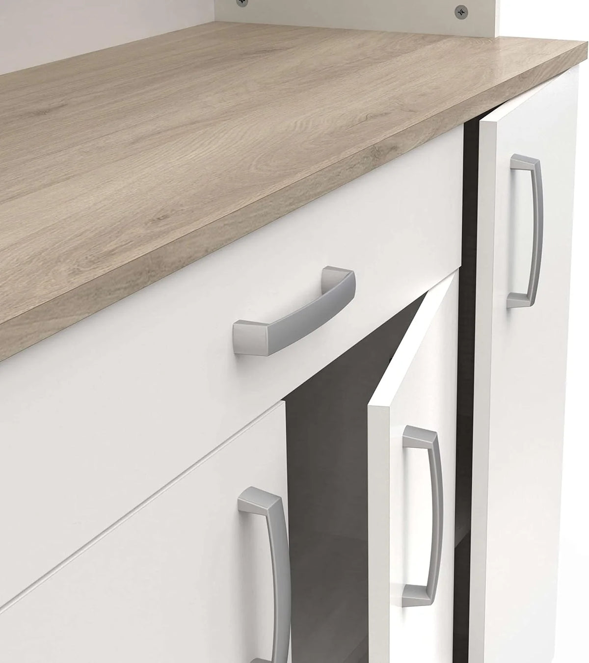 Miroytengo Aparador de Cozinha, Armário de Cozinha, Buffet de Cozinha com 6 Portas Branco e Carvalho Kronberg 101 x 185 cm