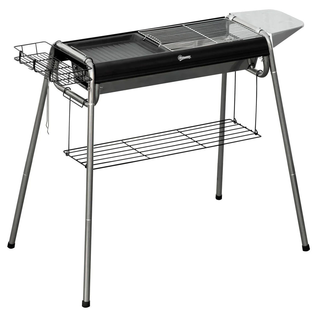 Churrasqueira a Carvão Outsunny Aço Inoxidável Metal 96x61x72 Cm Preto