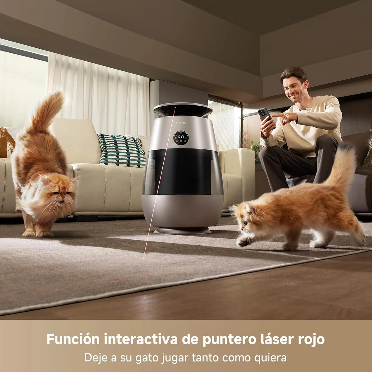 DREAME AP10 Purificador de Ar para Casas com Animais de Estimação, Sistema 360° de Alta Pressão Negativa, Purificação em 5 Etapas que Captura Pelos e Odores, Transparente, Tampa Curva, Luz Ecológica, Controle por Aplicativo