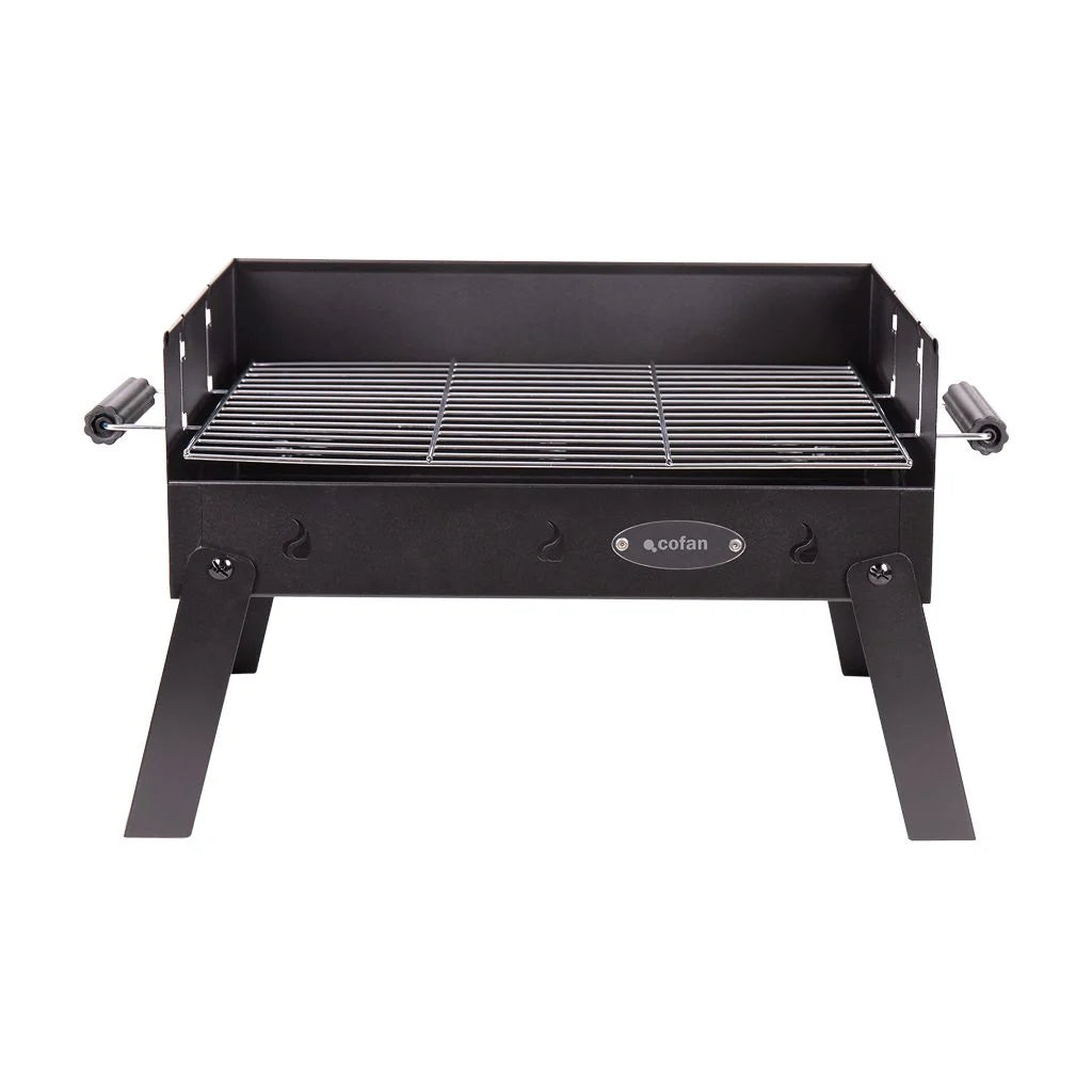 Cofan Churrasqueira Portátil a Carvão | Grelha de Aço Cromado | Churrasqueira Dobrável | Com Alças Laterais | Ideal para Camping, Jardim e Varanda | Medidas: 45,5 X 34,5 X 31,5 Cm