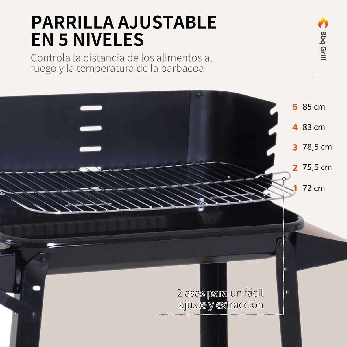 Churrasqueira a Carvão Outsunny 83x37x87cm Preta com Rodas e Prateleira