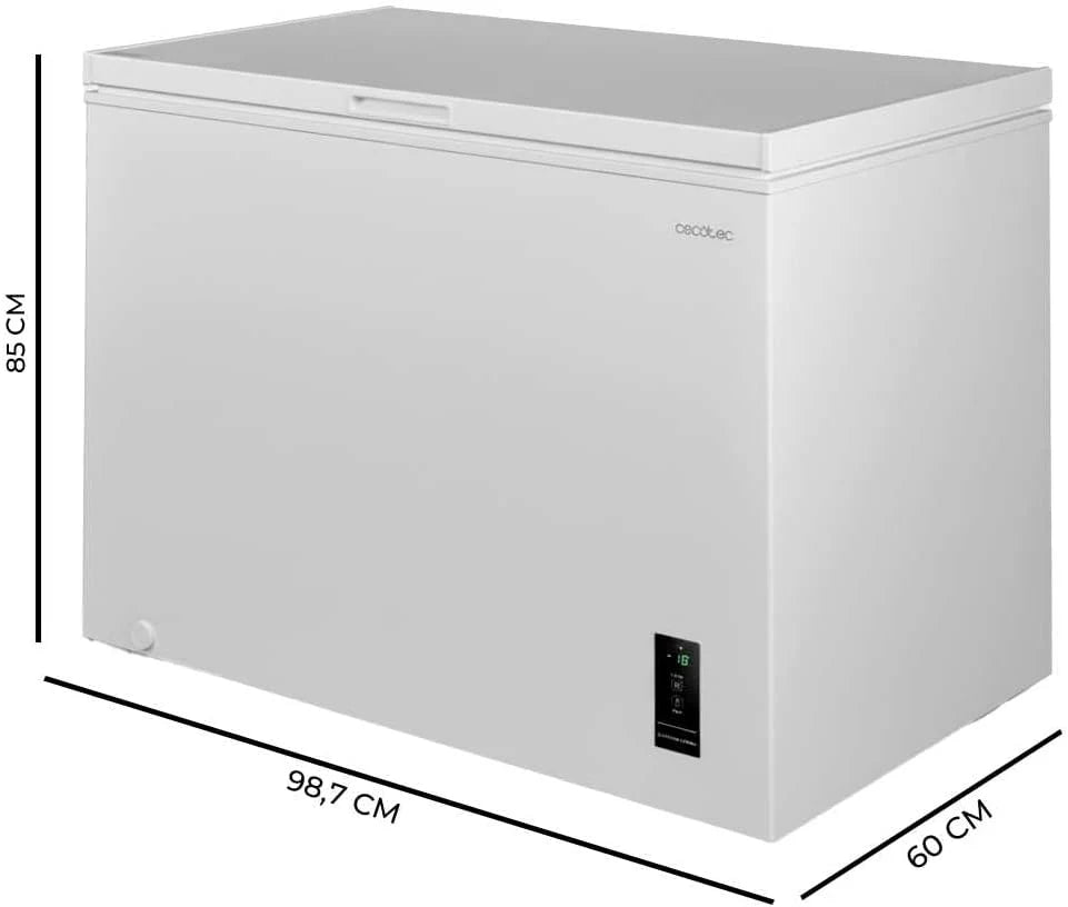 Cecotec Congelador Horizontal 249L Bolero CoolMarket Chest 249P Branco E. Cesto com Alças, Controle Eletrônico LED, UltraContact D-Cool, Função Dupla, Porta ZeroG (80º-30º), Congelamento Rápido, Compacto