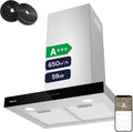 Ciarra CBCS6102 Coifa de Parede 60cm 650 m³/h - Controlo Tátil e Wifi - 4 Velocidades - Exaustão Externa e Recirculação Interna por Filtro de Carvão CBCF003 - Aço Inoxidável