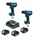 Duas parafusadeiras Makita DDF485Z 18V 50 Nm 3x5.0Ah + carregador