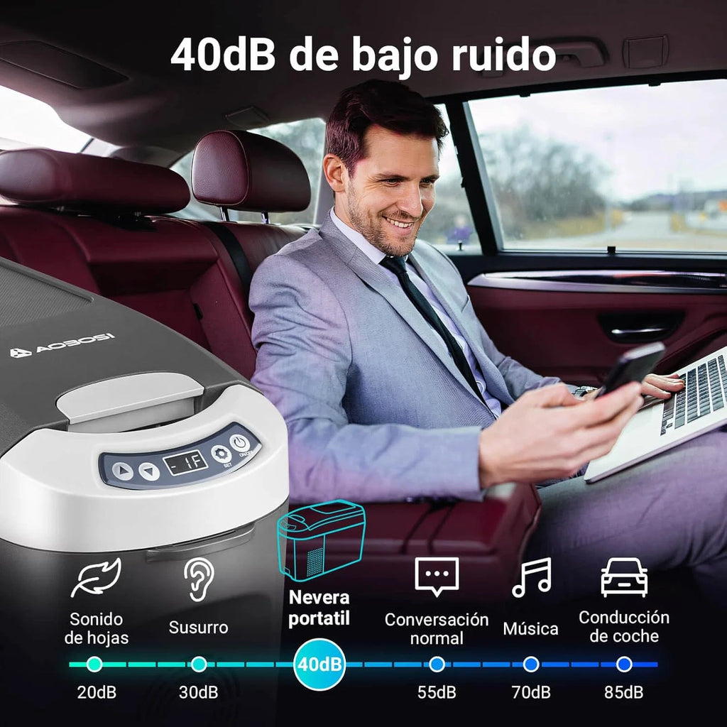 AAOBOSI Geladeira Portátil 15 Litros, Refrigerador Compressor 12V 24V DC, com Capacidade de Refrigeração de +20℃ a -15℃ para Carro, Caminhão, Barco e Trailer