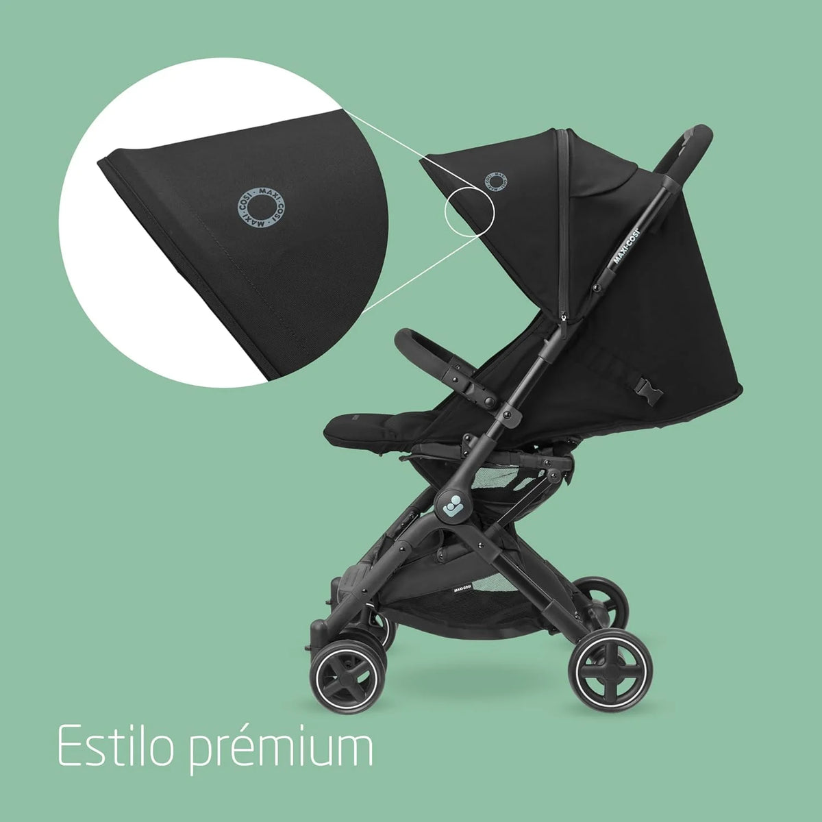 Maxi-Cosi Lara2, Carrinho de Bebê Leve, 0-4 anos, 0-22 kg, Carrinho de Bebê Compacto, 3 Posições de Reclínio, Reclínio Total, Fechamento Automático, Alça de Ombro, Essential Black