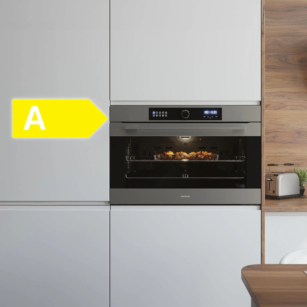 Cecotec Forno Integrável Multifunções Bolero Hexa AF319000 Inox A 3800W, 133L de Capacidade, 11 Funções com Airfryer Master, Pizza Master, Steam Asisst, Steam EasyClean, 3D Cooking, Defrost