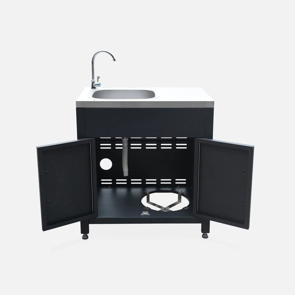 Cozinha de Aço para Exteriores com Pia de 80cm, Preta