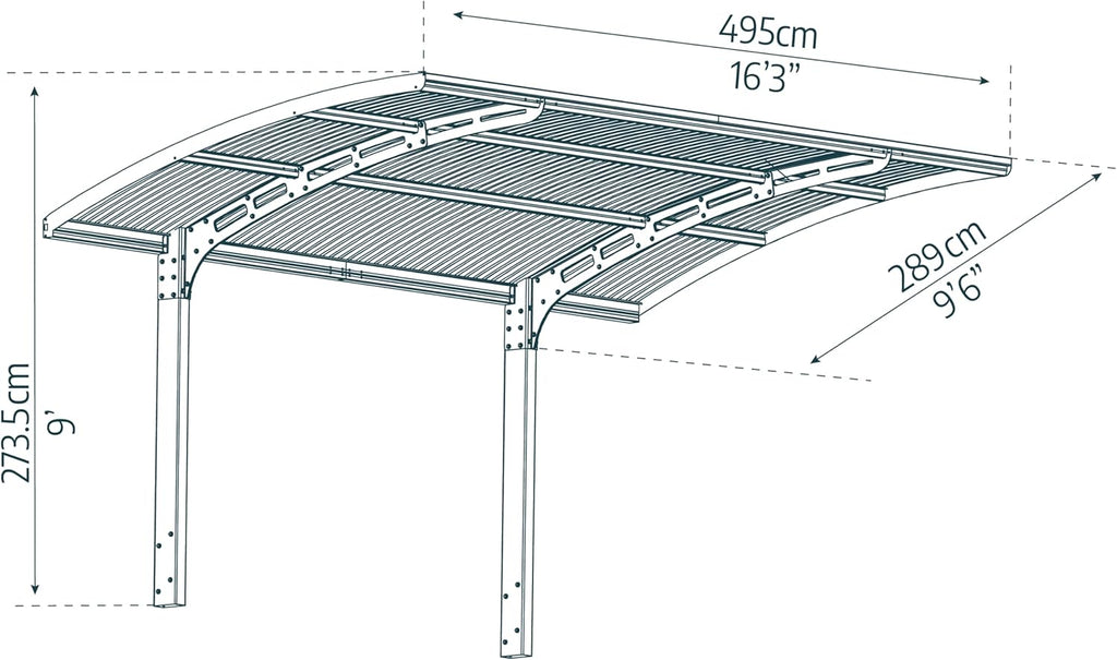 Canopia by Palram Carport Arizona 5000 em policarbonato, Alumínio Resistente e Inoxidável que Protege o Carro da Luz Solar