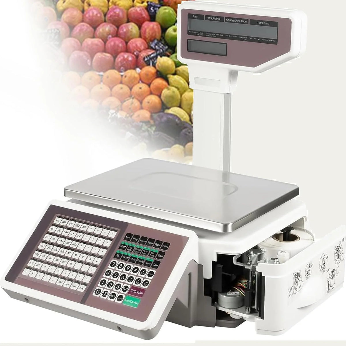 Balança Comercial Com Talão, Balança Digital Comercial Com Impressora de Etiquetas Para o Comércio Varejista e Alimentar, Balança Digital Profissional Para Hotelaria, Padaria, Frutaria