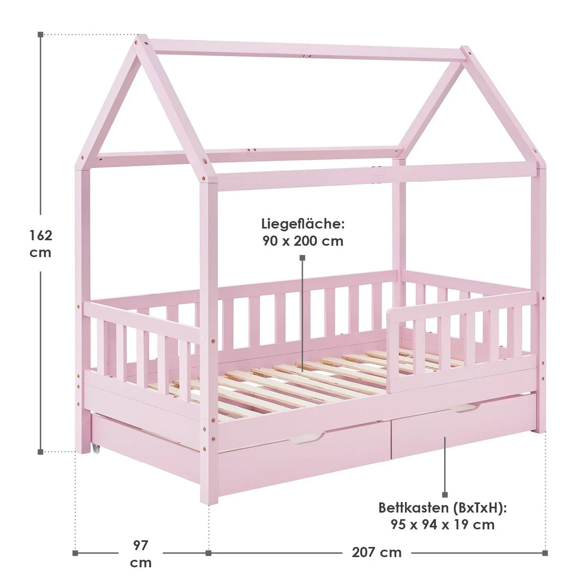 2026 Cama infantil Marli 90 x 200 cm com gavetas de armazenamento