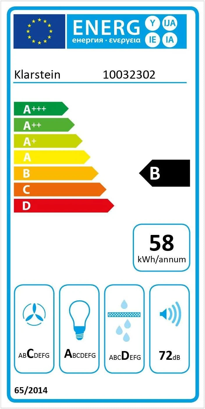 Klarstein Barett - Coifa de Parede, Ø 35 cm, Potência de 190 W, Ventilação Máxima de 590 m³/h, 3 Níveis de Potência, Classe de Eficiência Energética B, Iluminação LED, Aço Inoxidável Escovado, Branco