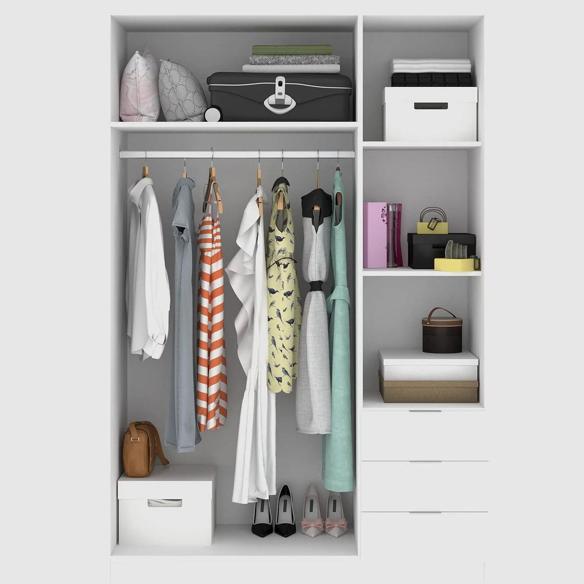 DEKIT GRUPO RIMOBEL Guarda-roupa 3 Portas e 3 Gavetas - Branco - 121X184X52 Cm