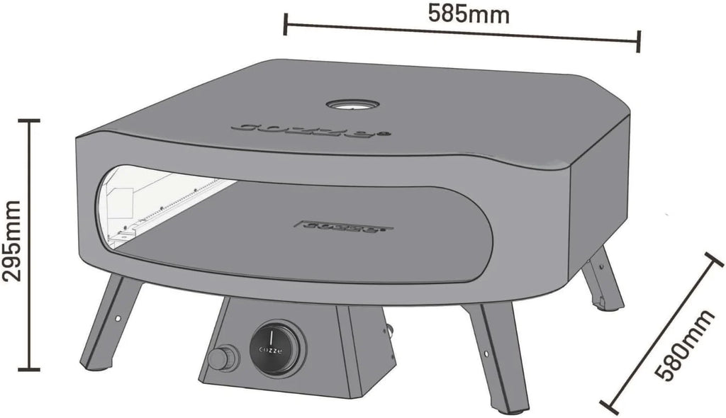 COZZE Forno de Pizza a Gás 17 polegadas – Grande Forno de Pizza para Exterior (50 mbar) – Forno de Pizza com Regulador para Pizza Familiar