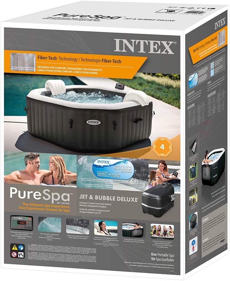 Intex Spa inflável 4 pessoas, octogonal, bolhas Deluxe e jatos de água (55081)