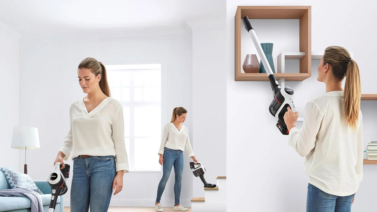 Bosch BBS611AM Unlimited Serie | 6 - Aspirador 2em1 vertical e portátil, sem saco e sem fio, bateria de 18V, cor branco