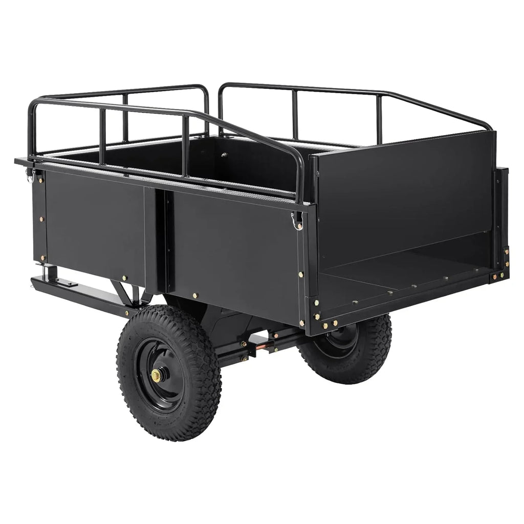 VEVOR Reboque Basculante Capacidade de Carga 340kg Reboque Utilitário de Jardim para Serviço Pesado com Laterais Removíveis Carrinho de Transporte Basculante de 0,4m³ para Trator, Cortador de Grama, ATV, 200x66x76cm