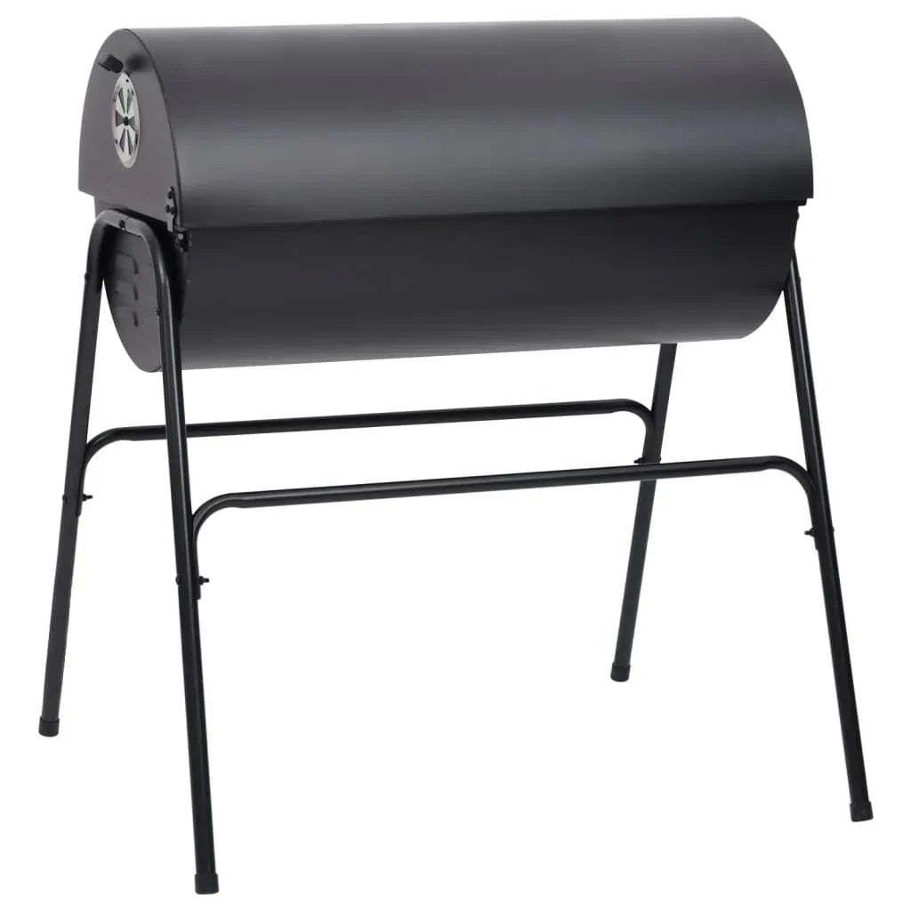 2026 Grelhador com 2 grelhas de cozedura pretas – Churrasqueira portátil de 80x95x90 cm em aço