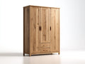 Guarda-roupa de madeira com três portas e gavetas 160x60x200 cm carvalho - design natural - para quarto