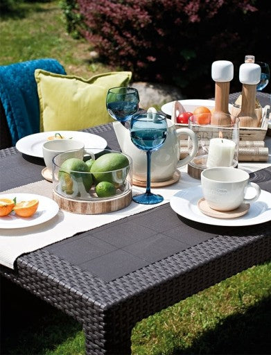 Conjunto de Móveis de Jardim CORFU FIESTA Keter Mesa Sofá Poltrona para Terraço grafite